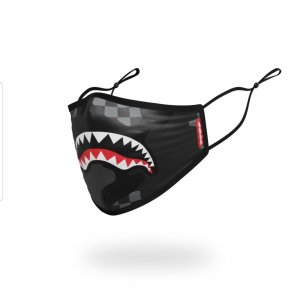 Sprayground Checkered Shark Mouth Logo Facemask