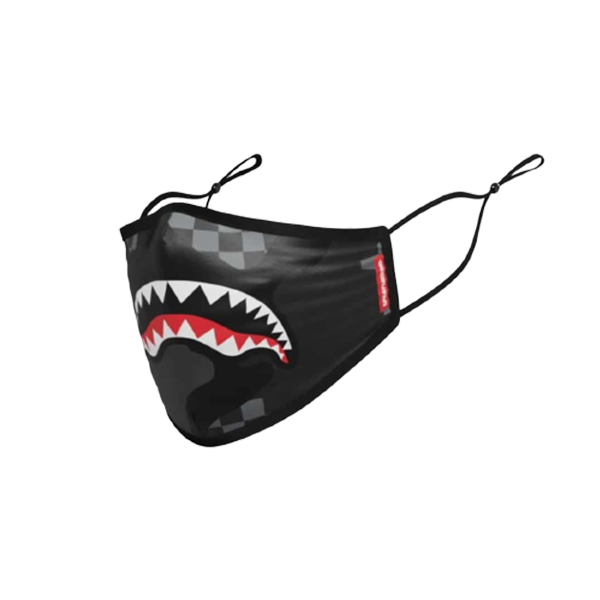 Sprayground Checkered Shark Mouth Logo Facemask Formfitting