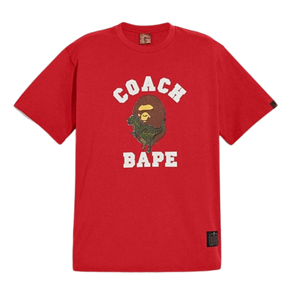 Bape Coach Collaboration Tshirt Red Color